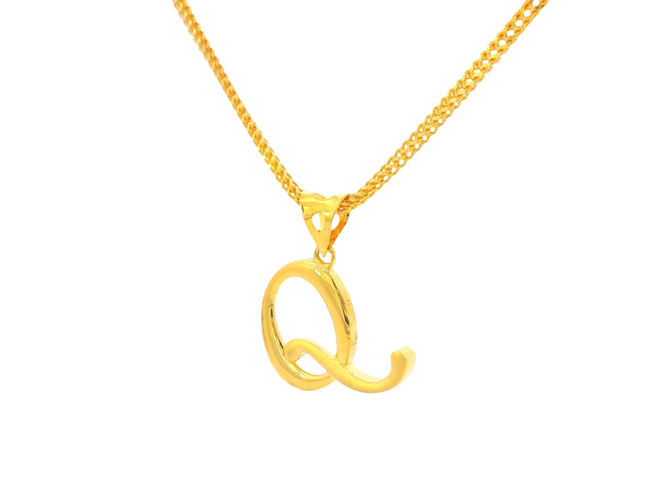 22K Yellow Gold Initial “Q” Pendant