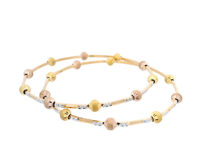 22K Yellow, White & Rose Gold Bangles