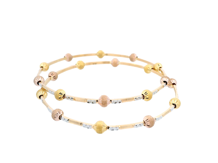 22K Yellow, White & Rose Gold Bangles