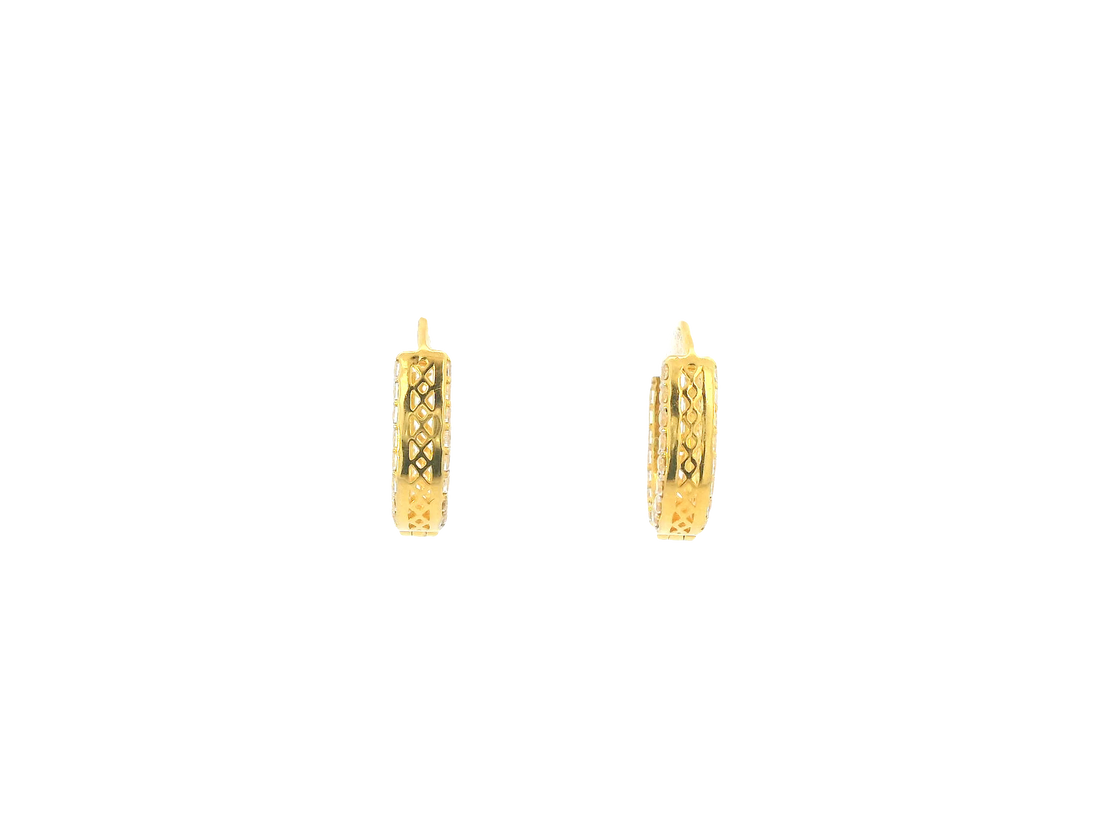 18K Yellow Gold Hoop Earrings with Cubic Zirconia