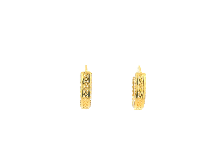 18K Yellow Gold Hoop Earrings with Cubic Zirconia