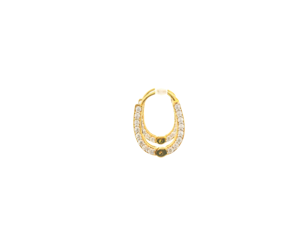 18K Yellow Gold Hoop Earrings with Cubic Zirconia