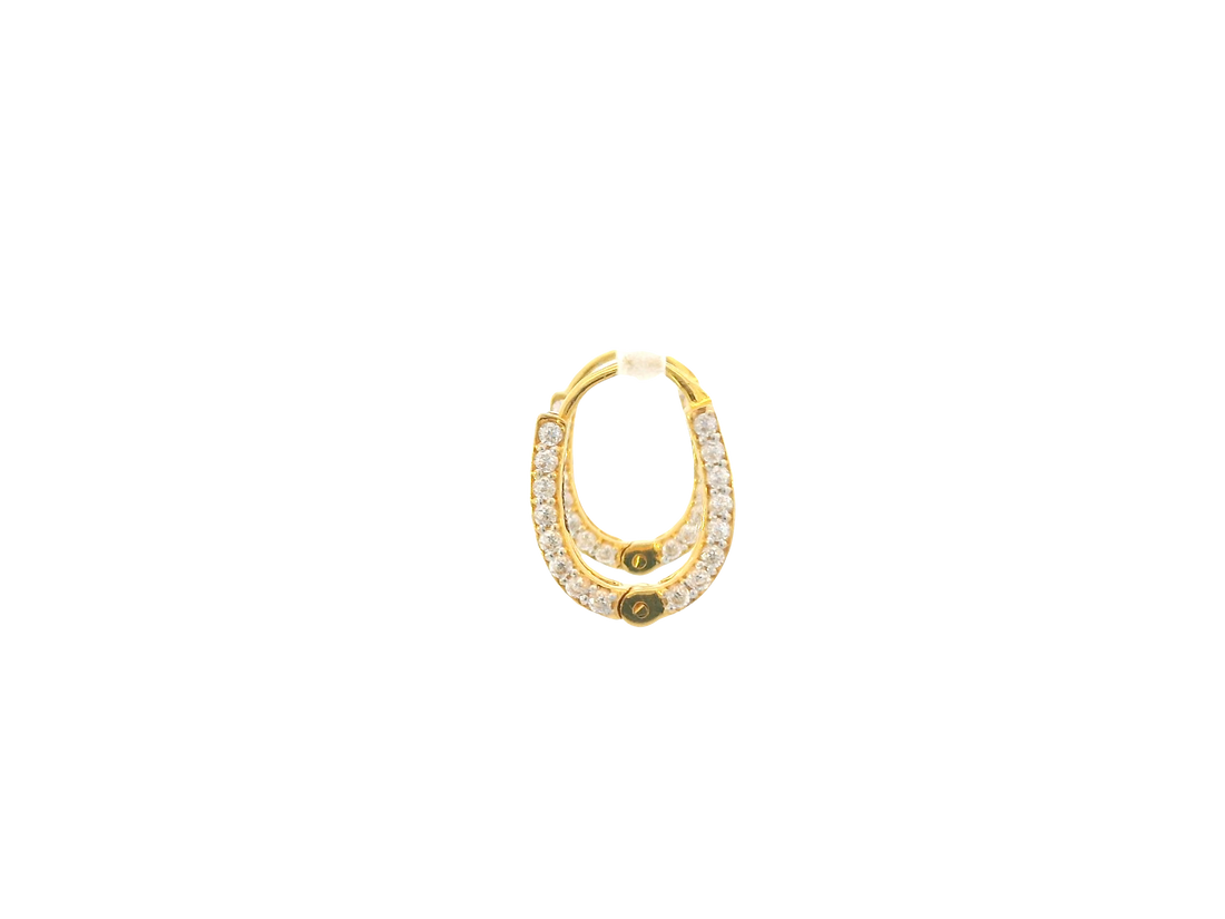 18K Yellow Gold Hoop Earrings with Cubic Zirconia