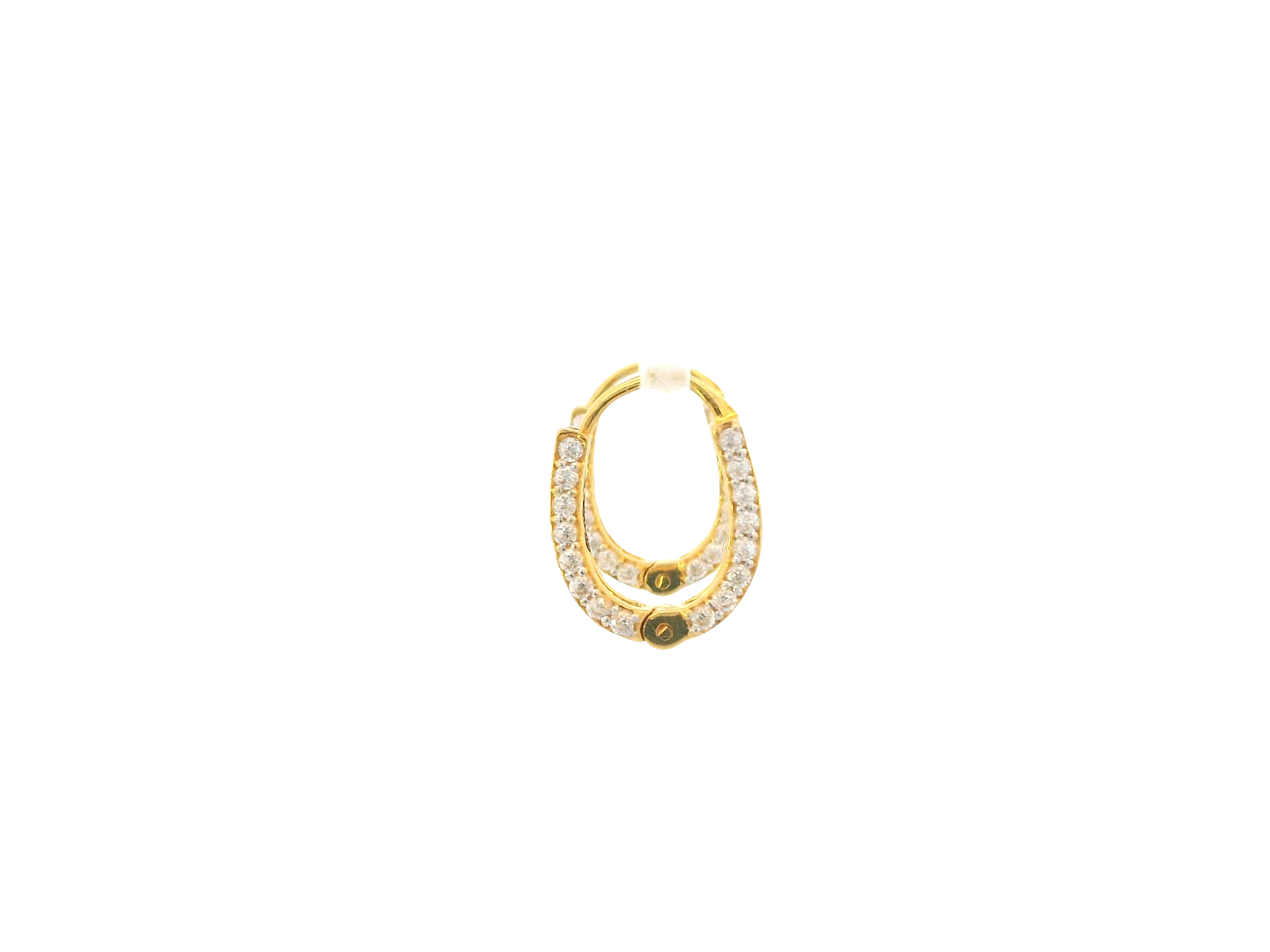 18K Yellow Gold Hoop Earrings with Cubic Zirconia
