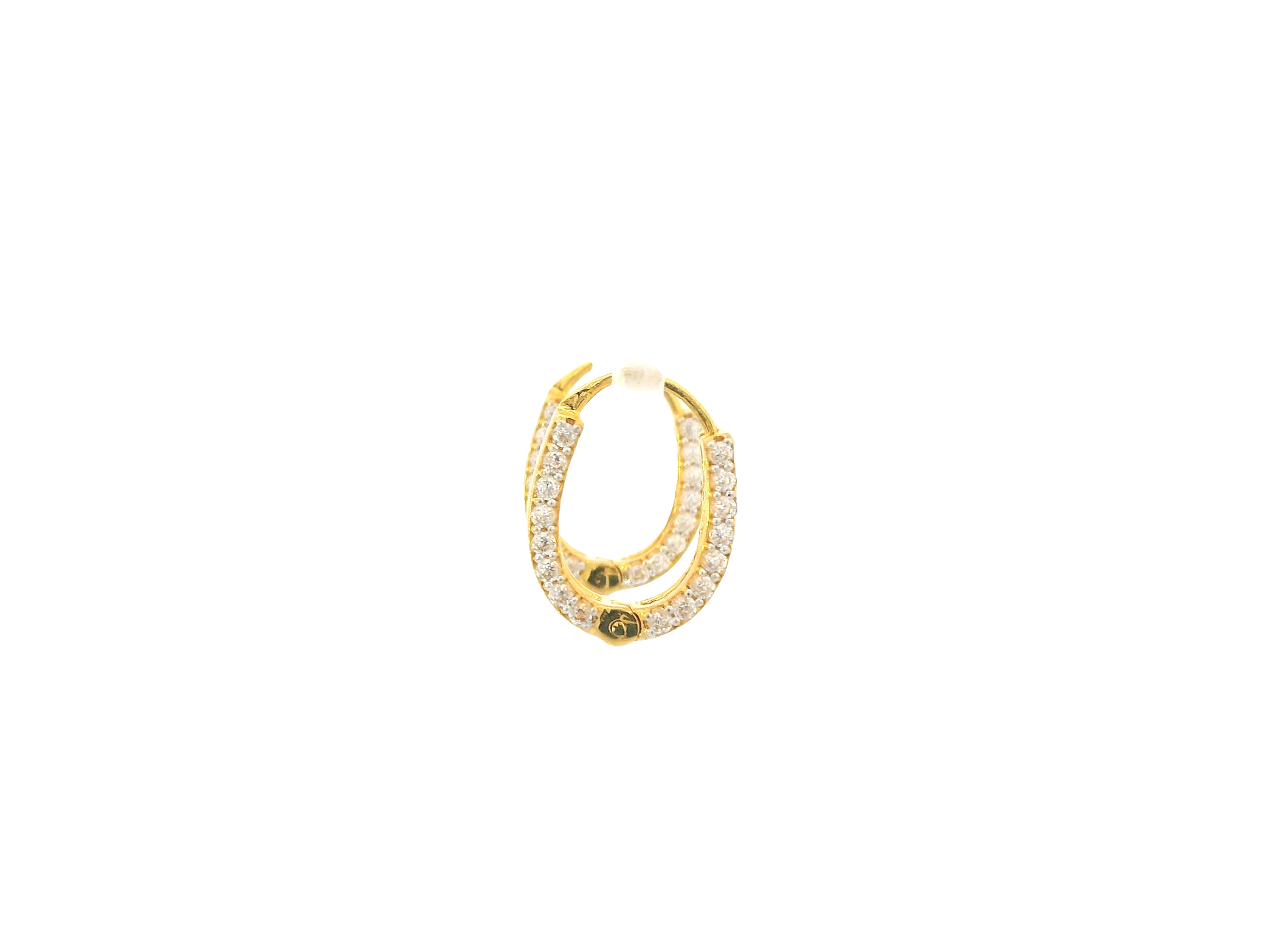 18K Yellow Gold Hoop Earrings with Cubic Zirconia
