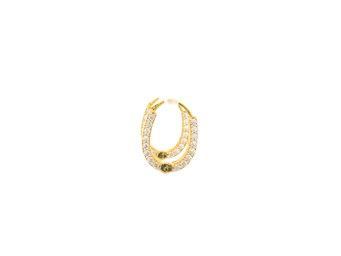 18K Yellow Gold Hoop Earrings with Cubic Zirconia