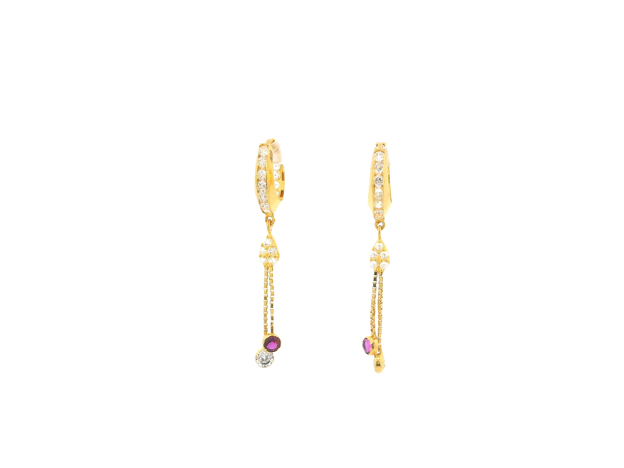 18K Yellow Gold Hoop Earrings with Cubic Zirconia