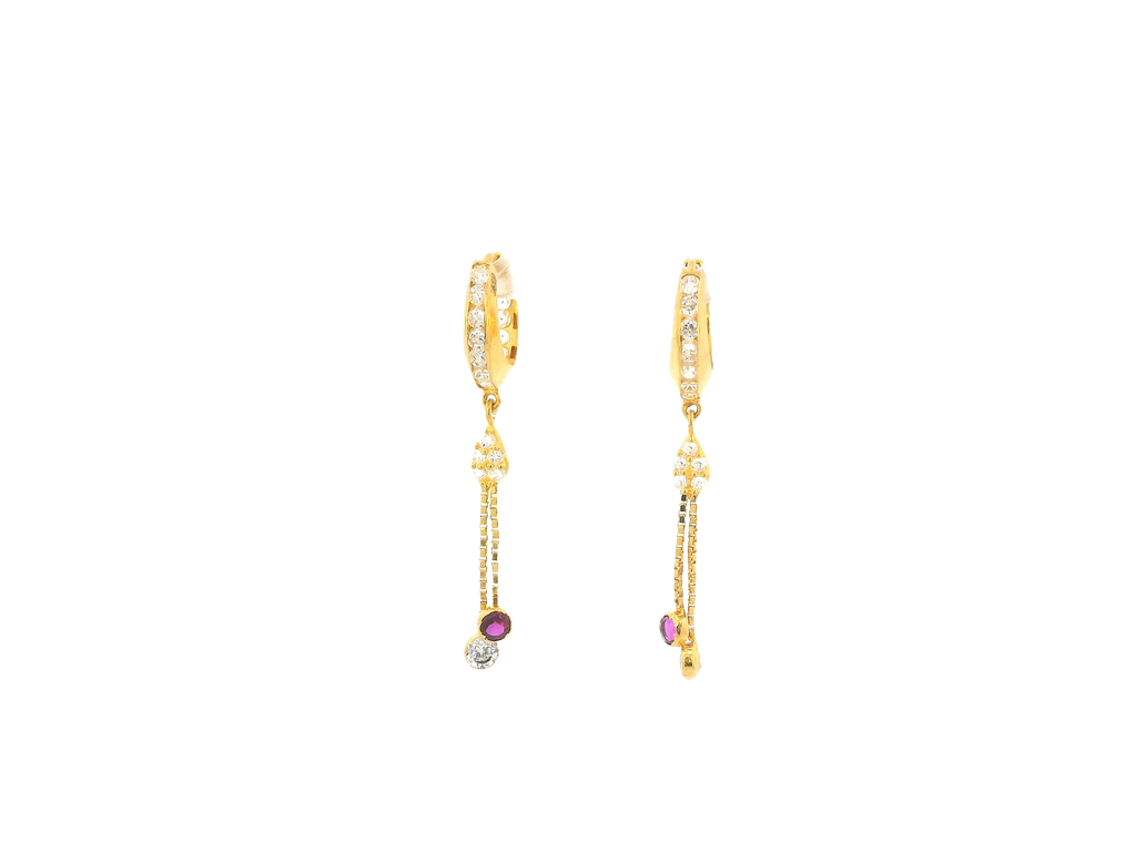 18K Yellow Gold Hoop Earrings with Cubic Zirconia