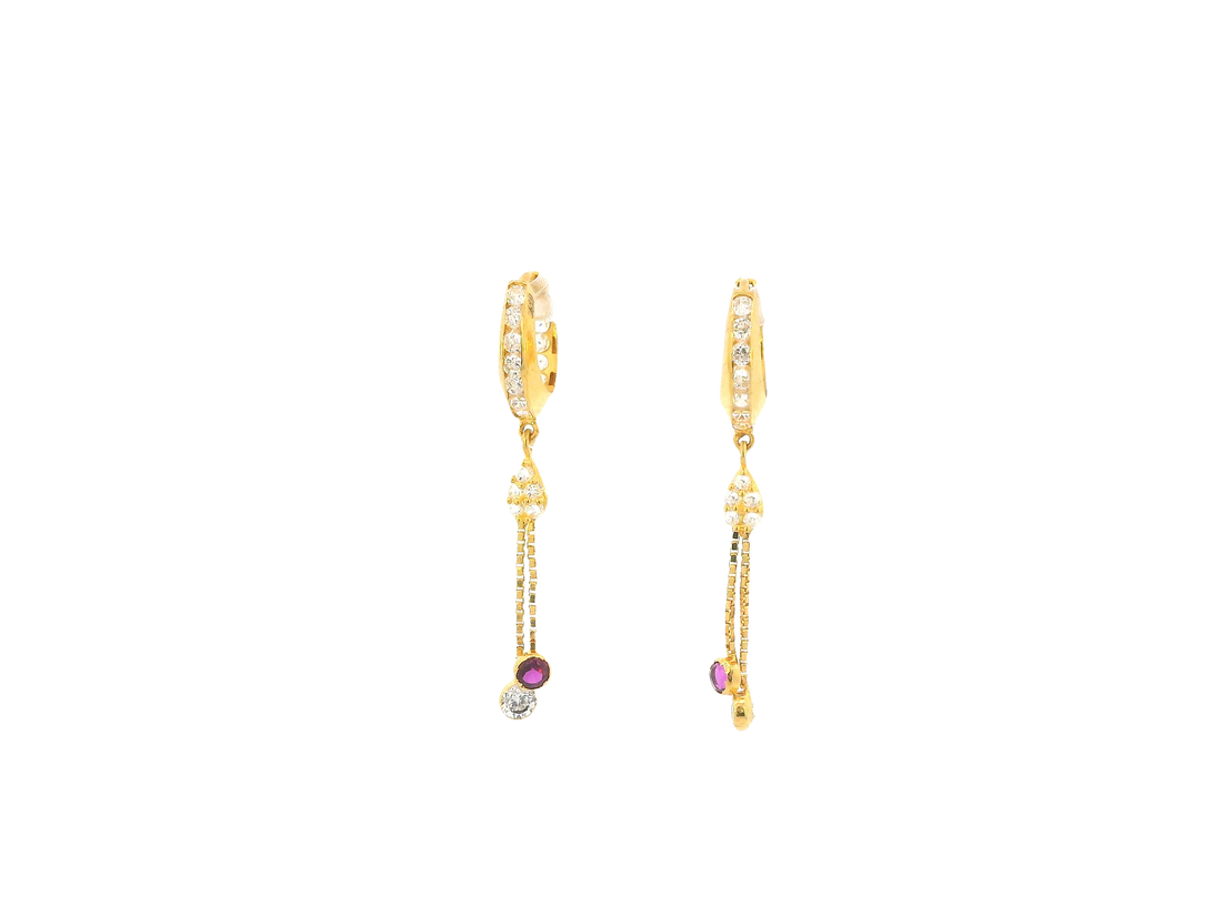18K Yellow Gold Hoop Earrings with Cubic Zirconia