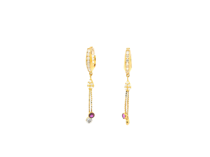 18K Yellow Gold Hoop Earrings with Cubic Zirconia