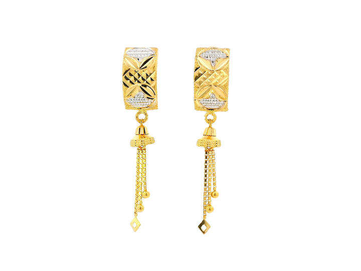 22k Gold Dual-Tone Hanging Earrings with Omega Backs