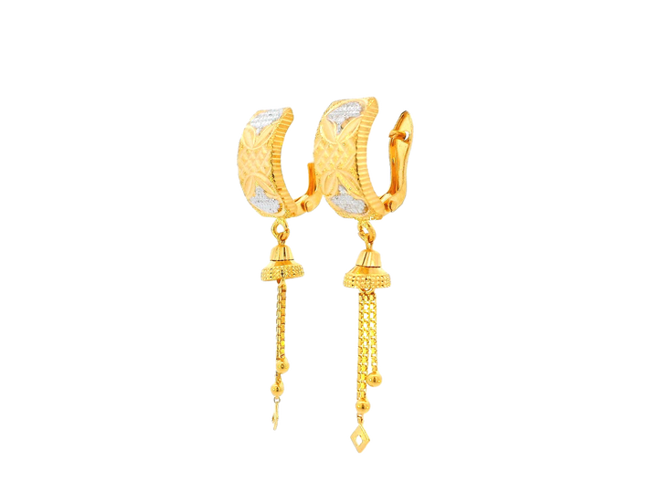 22k Gold Dual-Tone Hanging Earrings with Omega Backs