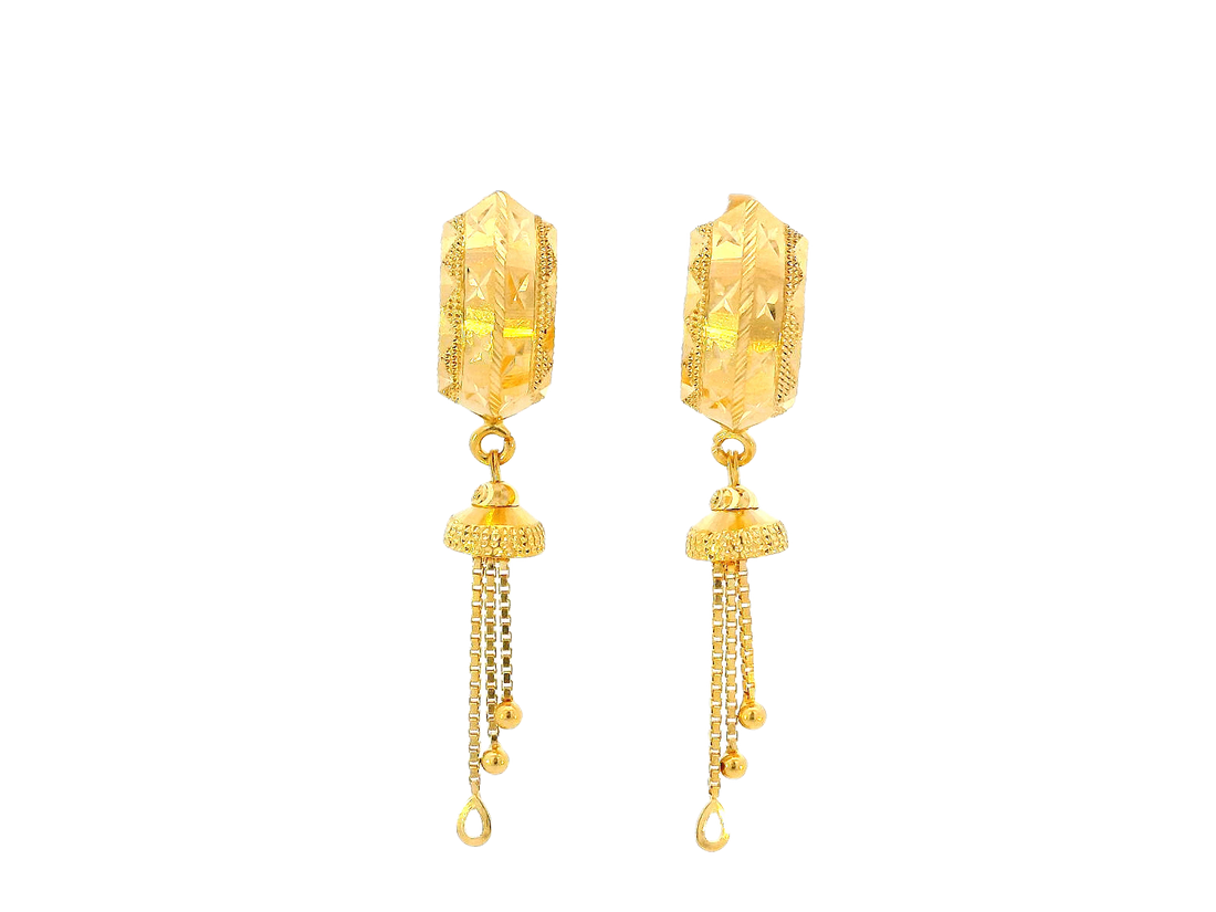 22k Gold Hanging Earrings with Omega Backs