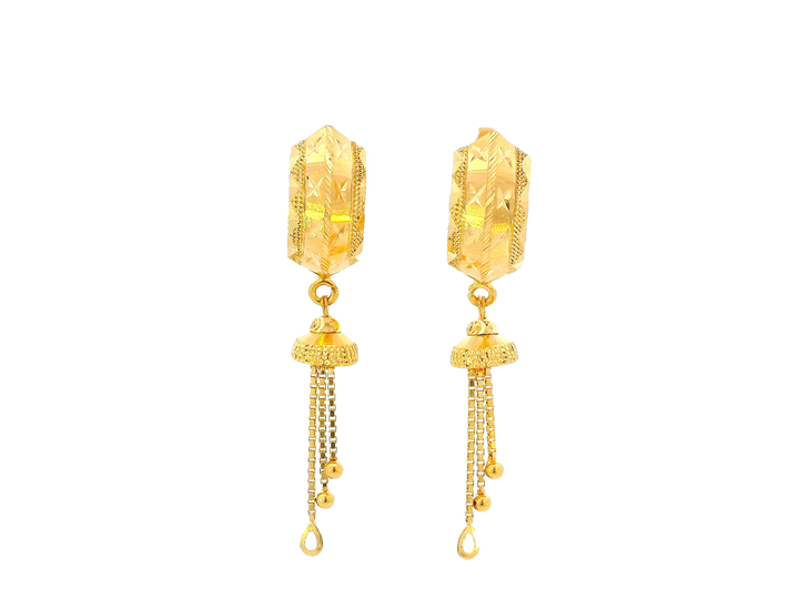 22k Gold Hanging Earrings with Omega Backs