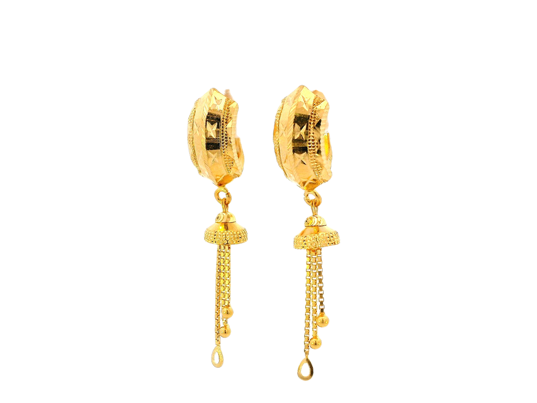 22k Gold Hanging Earrings with Omega Backs