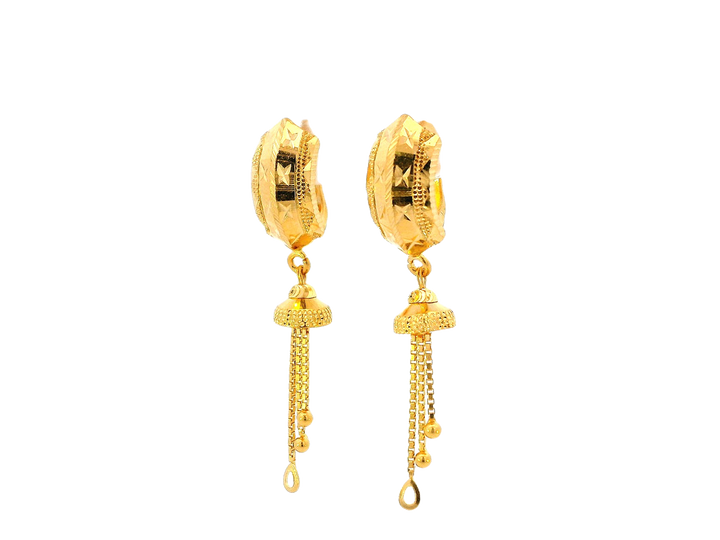 22k Gold Hanging Earrings with Omega Backs