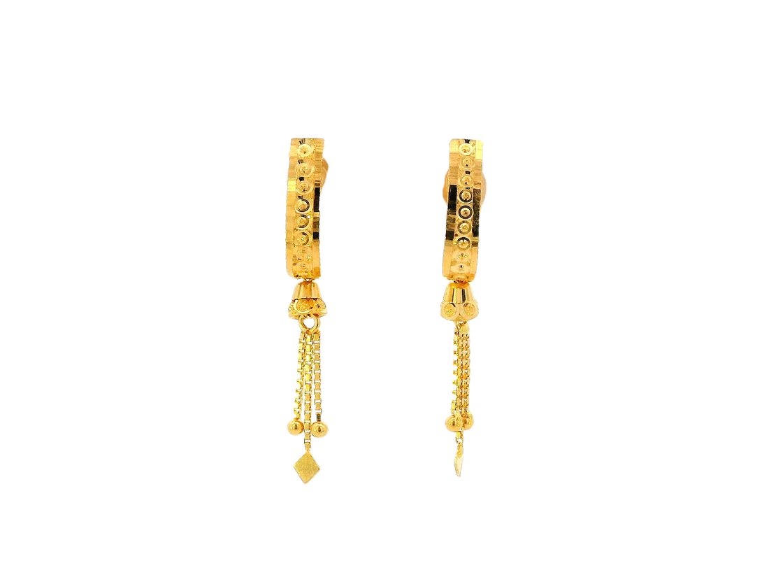 22k Yellow Gold Hanging Earrings with Screw Back