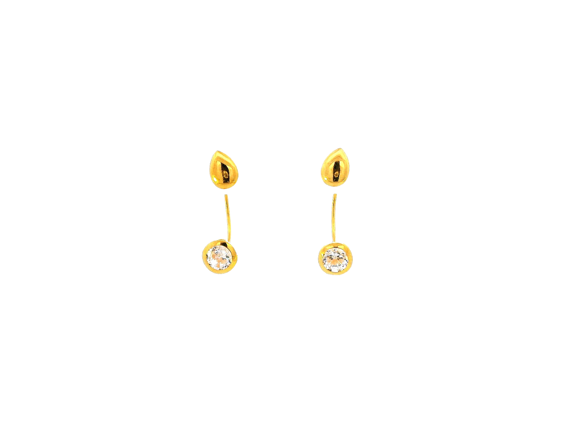 22k Polished Yellow Gold Teardrop Stud Earrings