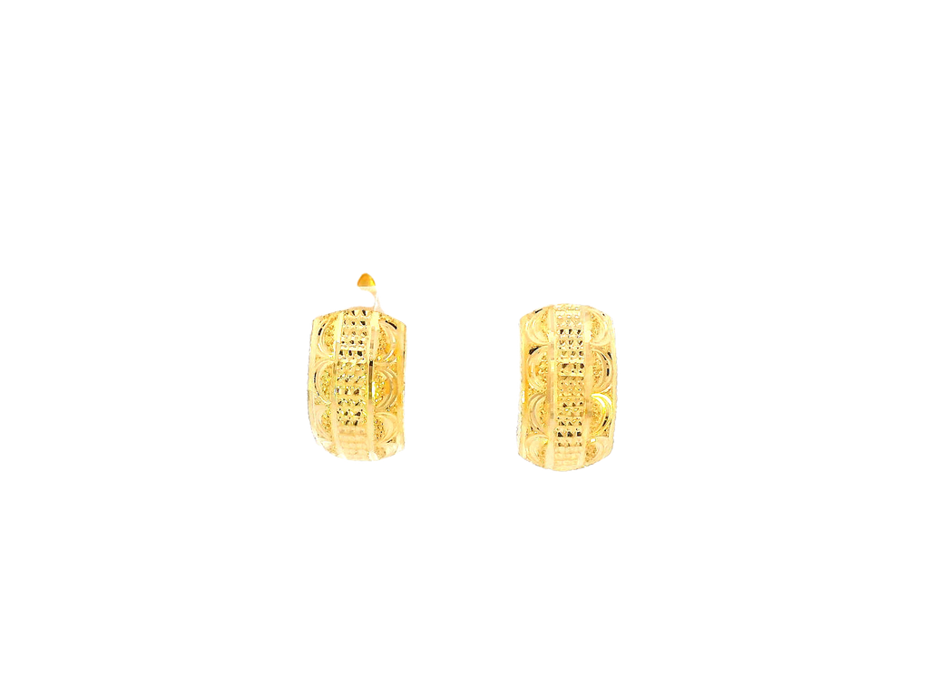 22k Gold Half-Hoop Stud Earrings with Omega Backs