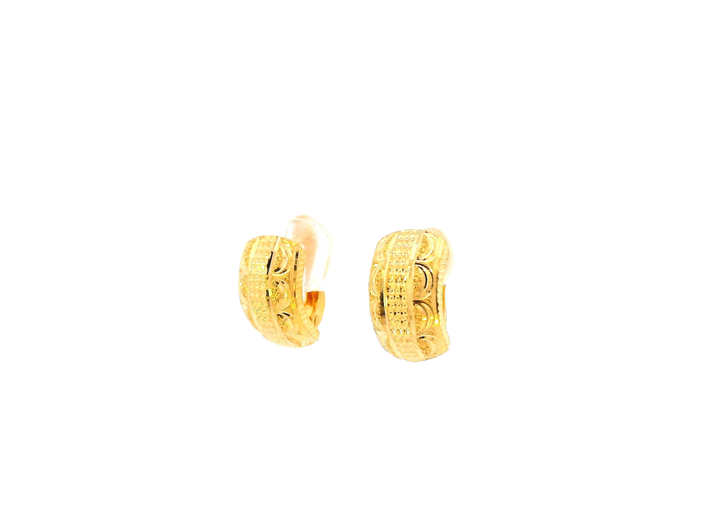22k Gold Half-Hoop Stud Earrings with Omega Backs