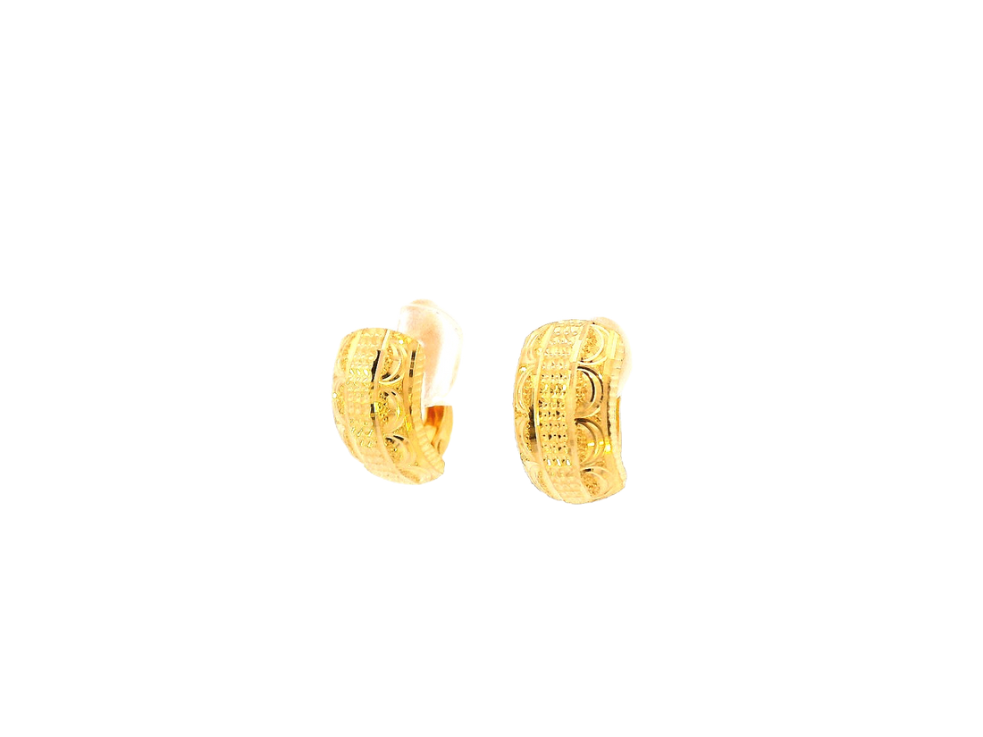 22k Gold Half-Hoop Stud Earrings with Omega Backs