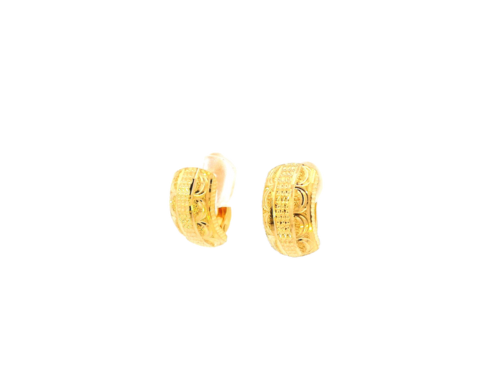 22k Gold Half-Hoop Stud Earrings with Omega Backs