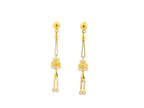 22k Gold Hanging Earrings with Cubic Zirconia Accents