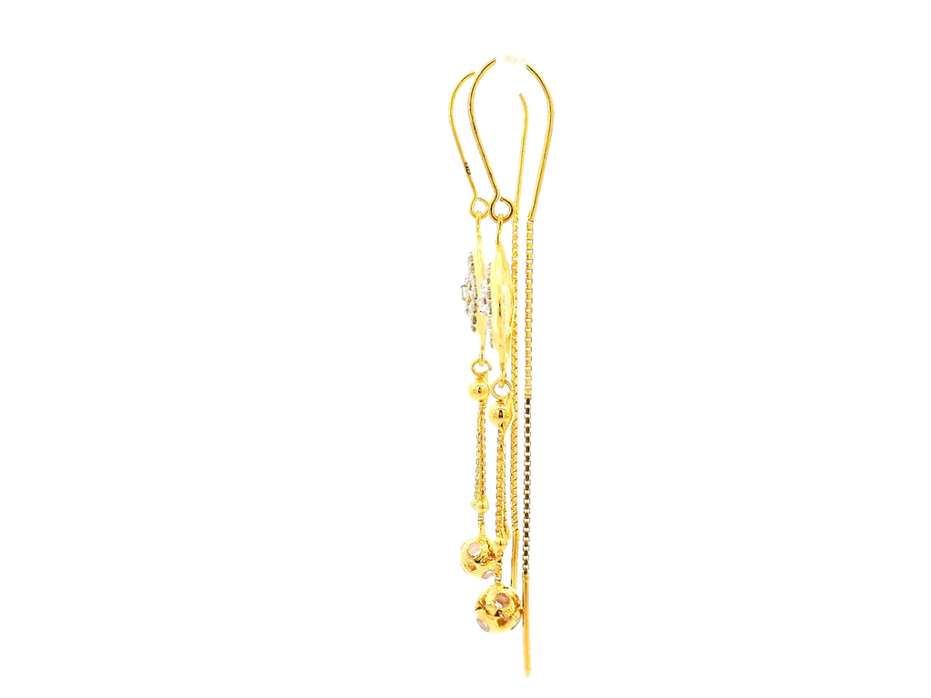 22k Gold Hanging Earrings with Cubic Zirconia