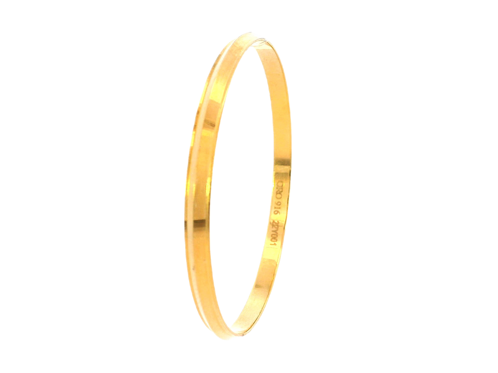 22K Yellow Gold Classic Bangle – 3.4mm Width