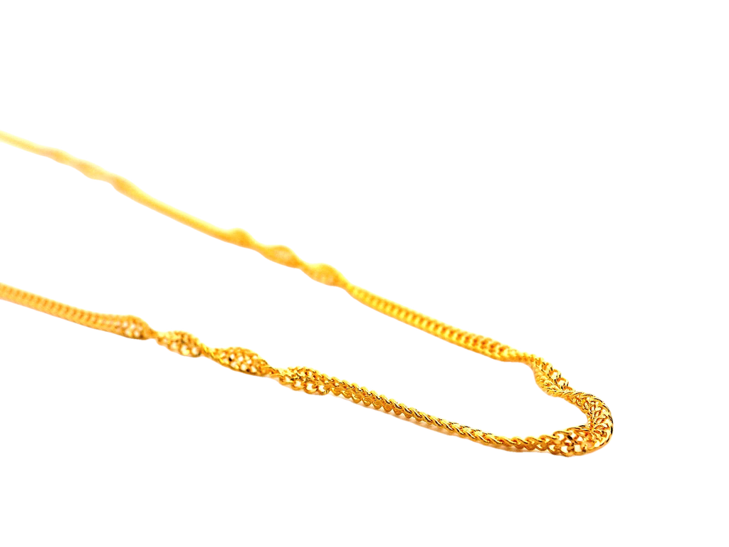 22K Yellow Gold Twisted Link Chain – 18 Inches