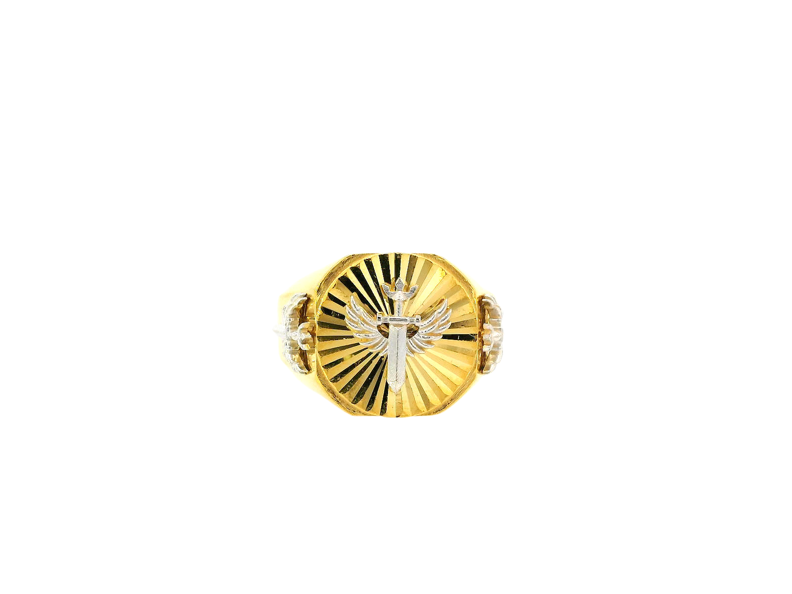 22K Yellow and White Gold Angel Wing Men's Ring – Size 10