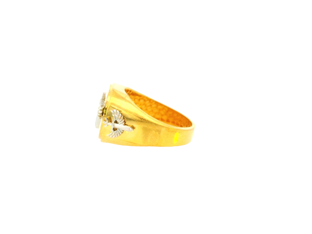 22K Yellow and White Gold Angel Wing Men's Ring – Size 10