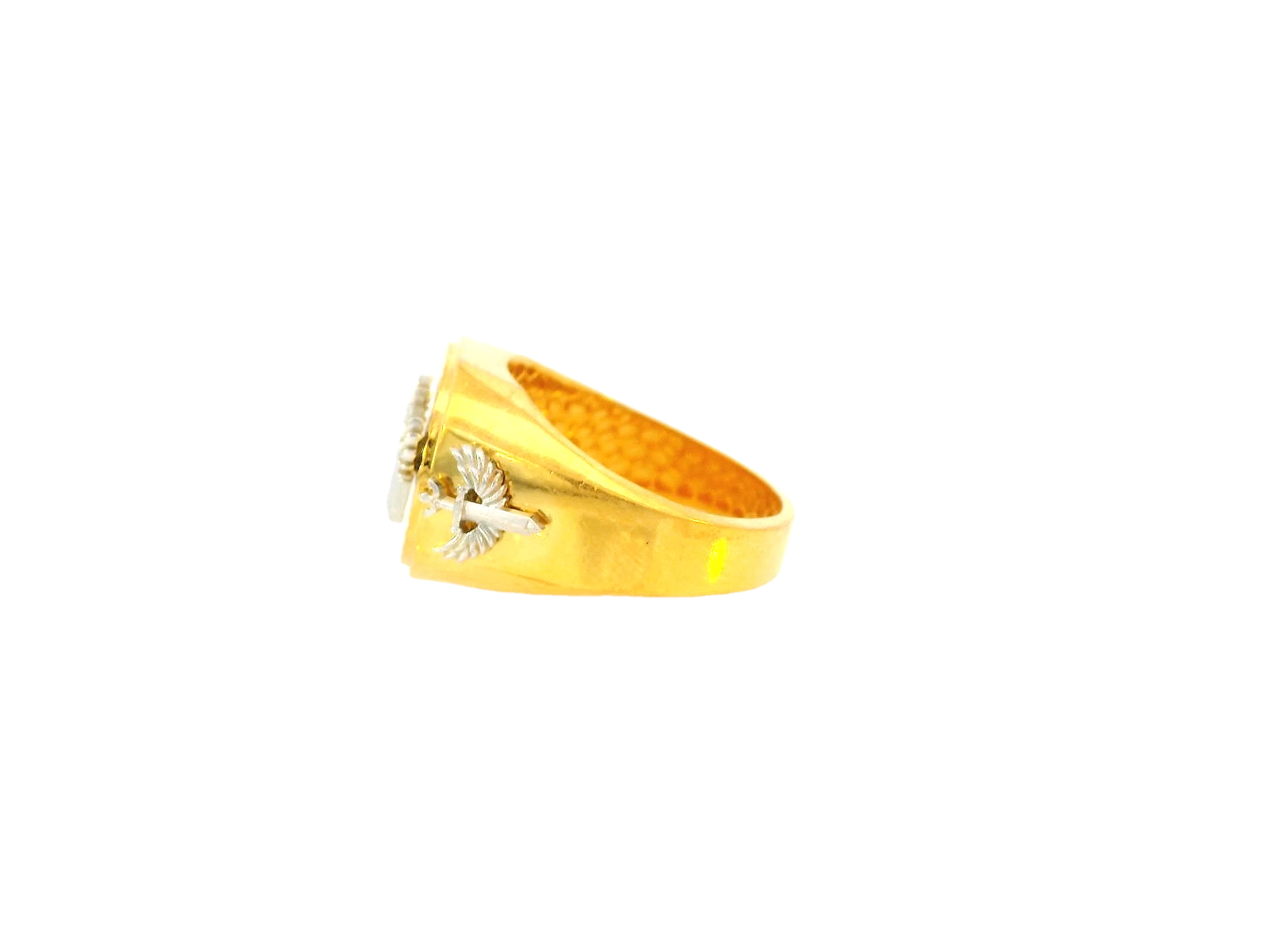 22K Yellow and White Gold Angel Wing Men's Ring – Size 10
