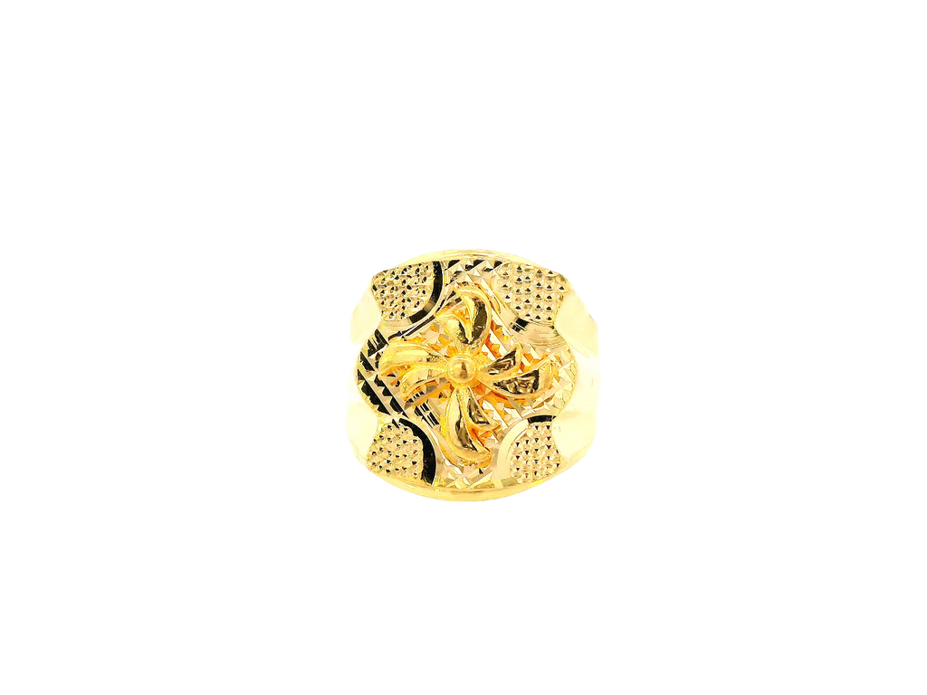 22K Yellow Gold Men's Floral Ring – Size 10.5