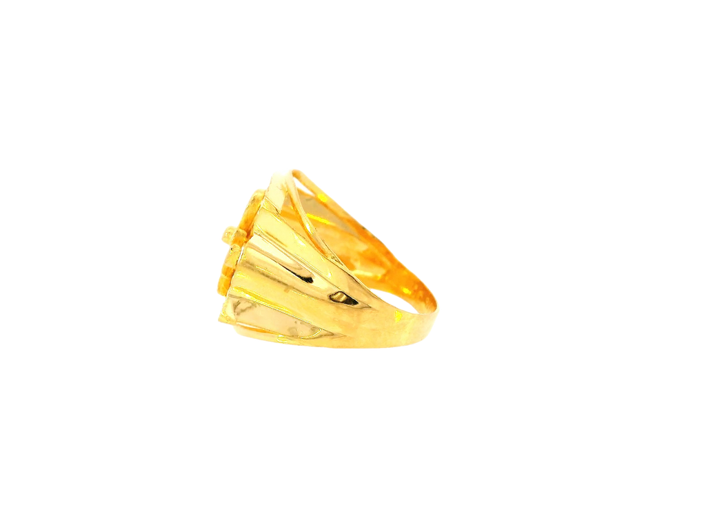 22K Yellow Gold Men's Floral Ring – Size 10.5