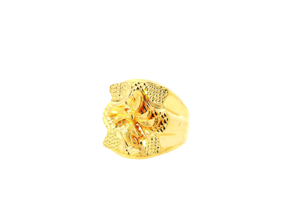 22K Yellow Gold Men's Floral Ring – Size 10.5