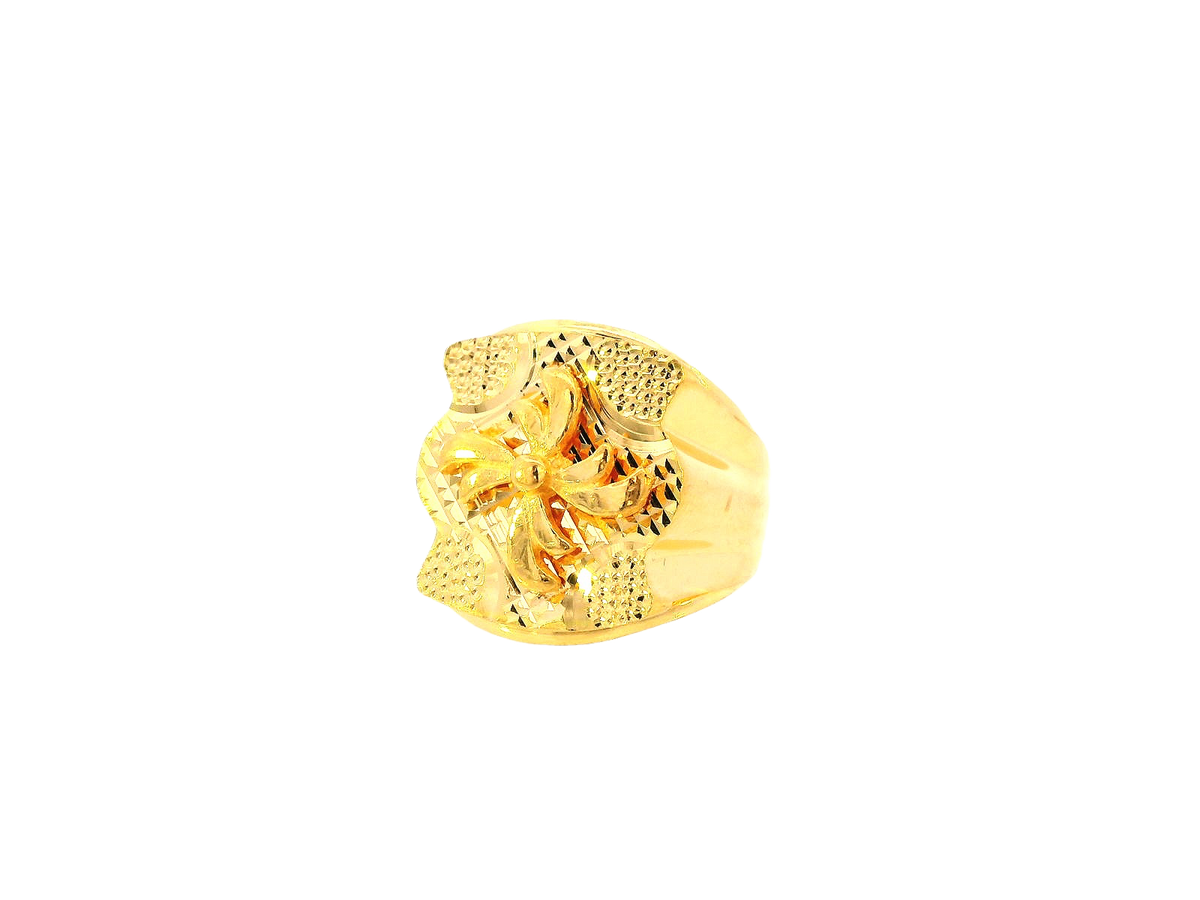 22K Yellow Gold Men's Floral Ring – Size 10.5