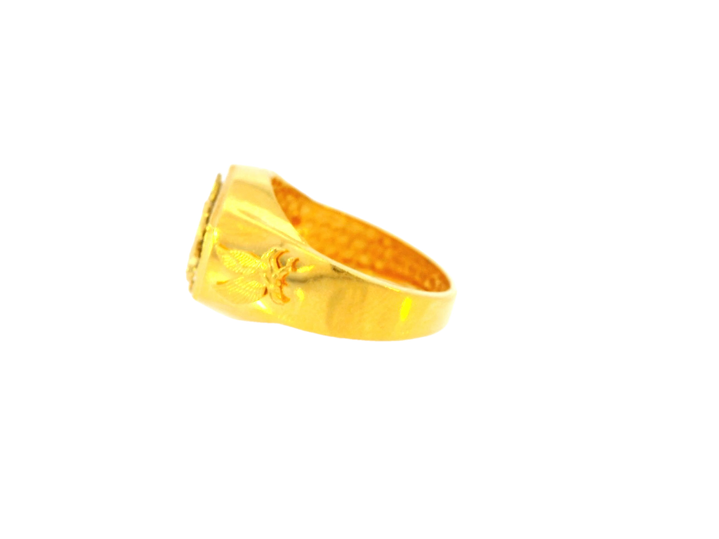 22K Yellow and White Gold Eagle Motif Men's Ring – Size 10.2