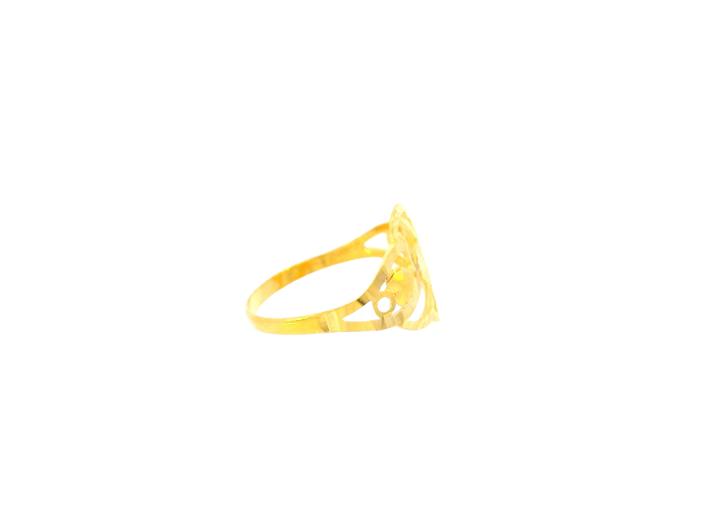 22K Yellow Gold Openwork Floral Ring – Size 8