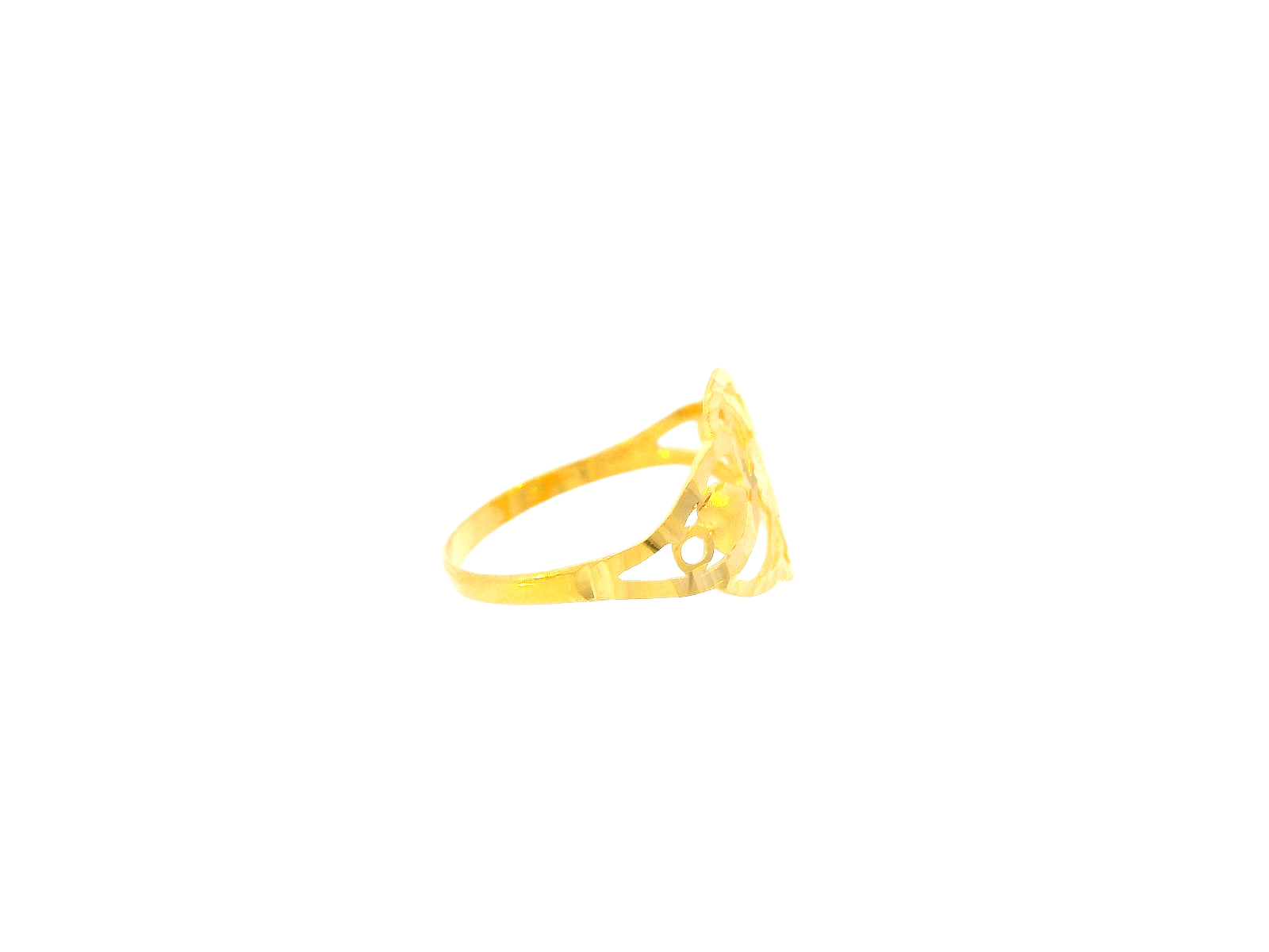 22K Yellow Gold Openwork Floral Ring – Size 8
