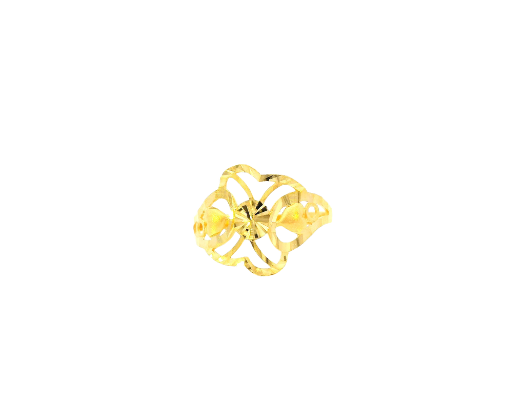 22K Yellow Gold Openwork Floral Ring – Size 8