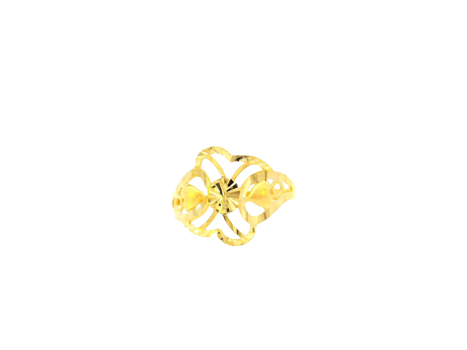 22K Yellow Gold Openwork Floral Ring – Size 8