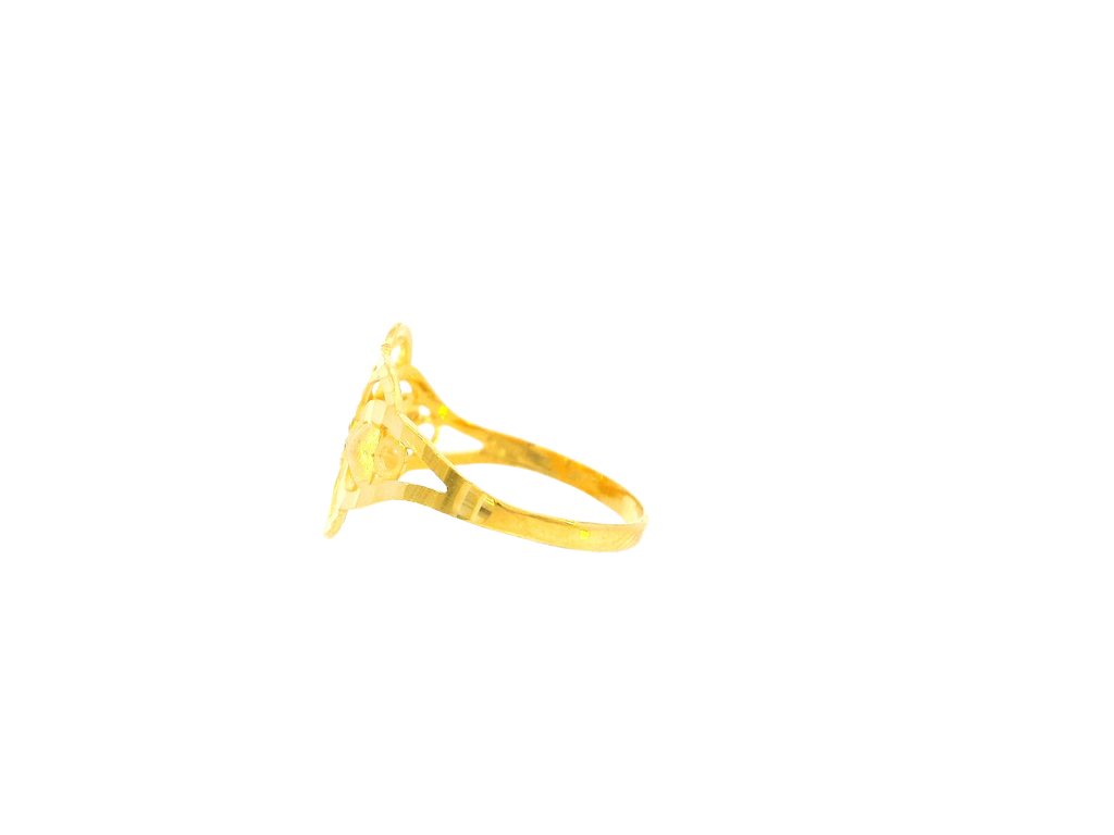 22K Yellow Gold Openwork Floral Ring – Size 8