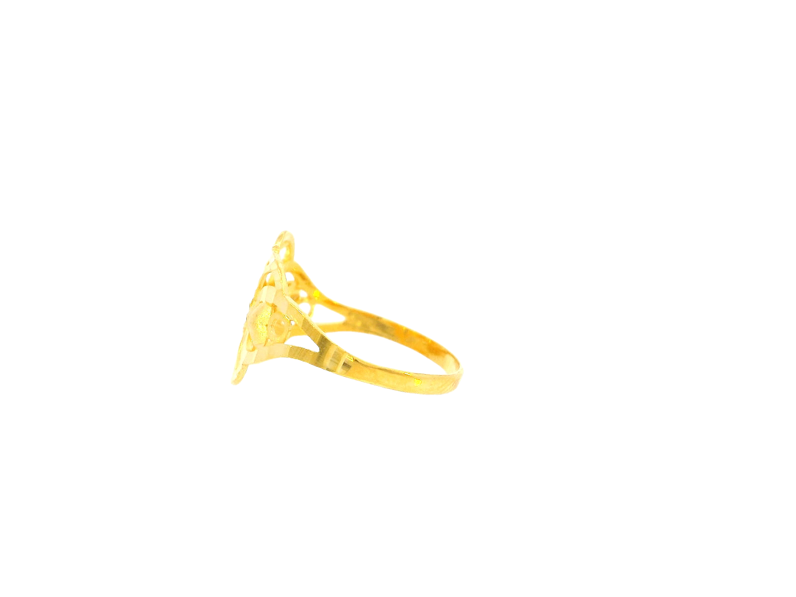 22K Yellow Gold Openwork Floral Ring – Size 8