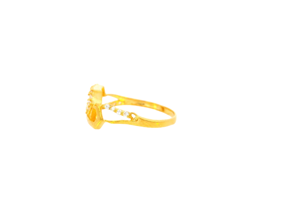 22K Yellow Gold Geometric Cubic Zirconia Ring – Size 6