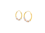 22K Yellow, White & Rose Gold Hoop Earrings with Faceted Beads