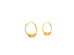 22K Yellow Gold Mini Hoop Earrings with Textured Floral Beads
