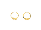 22K Yellow Gold Mini Hoop Earrings with Textured Floral Beads