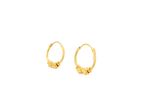 22K Yellow Gold Mini Hoop Earrings with Textured Floral Beads