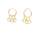22K Yellow Gold Lightweight Hoop Earrings with Triple Dangle Rings